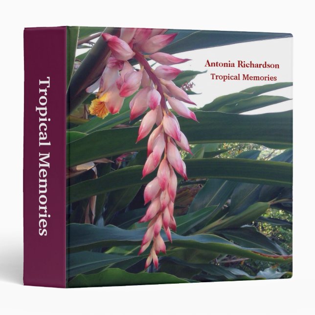 Pink Flowers Botanical Garden Nature Personalize 3 Ring Binder (Front/Spine)