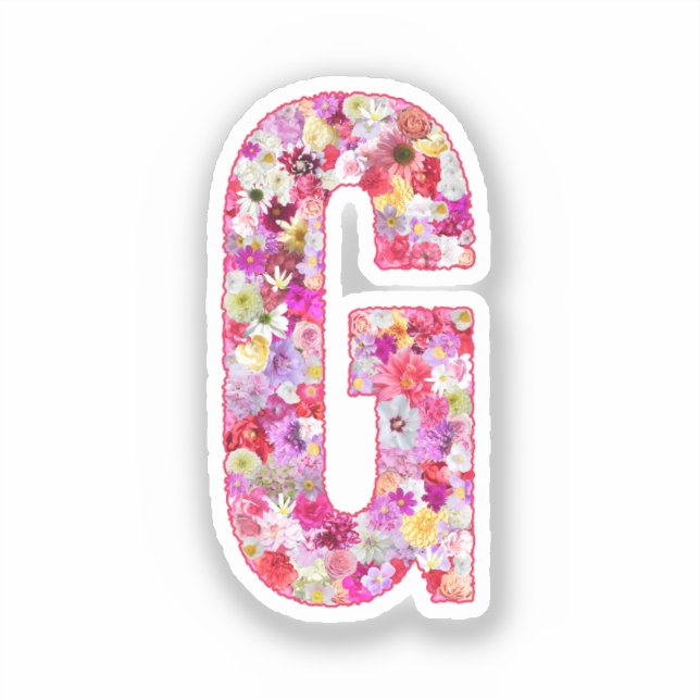 Pink Flowers Botanical Monogram Letter G For Her Sticker (Front)
