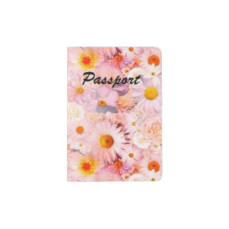Pink Flowers Bouquet Floral Wedding Bridal Spring Passport Holder