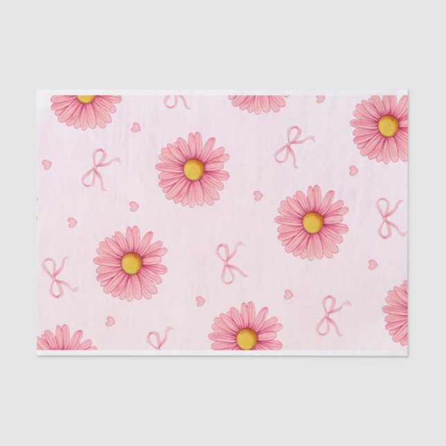 Pink flowers, bows, and hearts tissue paper (Front)