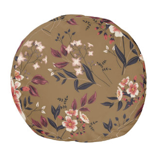 Pink flowers branch, abstract composition. pouf