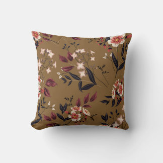 Pink flowers branch, abstract composition. throw pillow