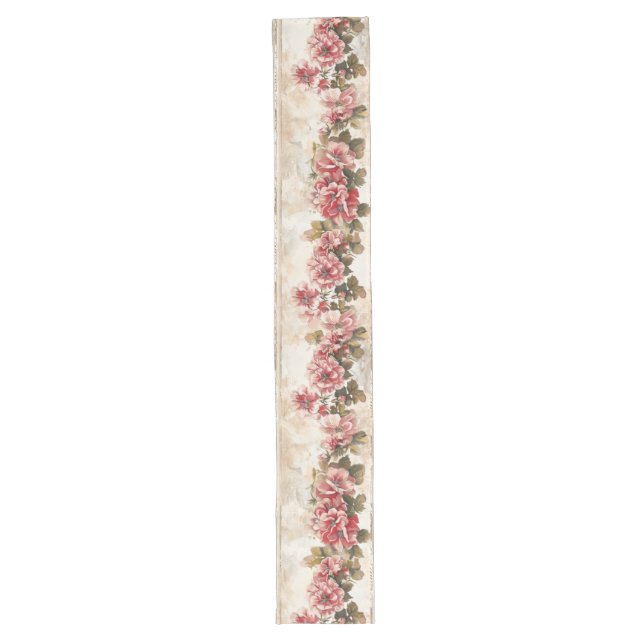 Pink Flowers Branch Long Table Runner (Front)