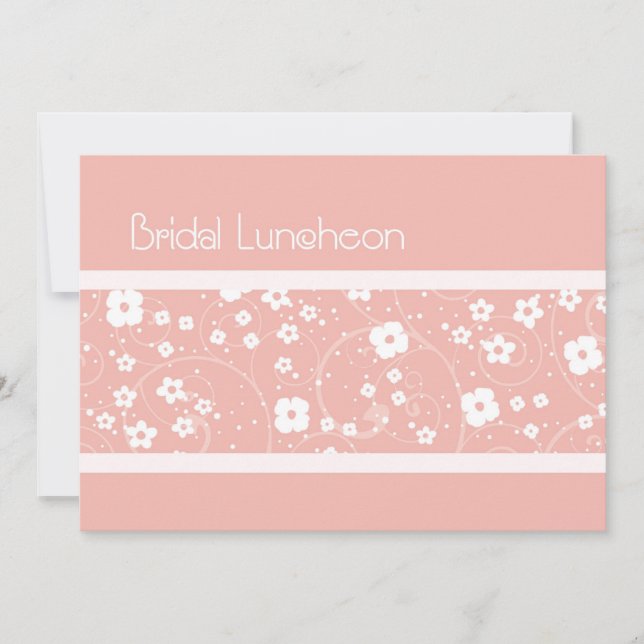 Pink Flowers Bridal Luncheon Invitation Cards (Front)