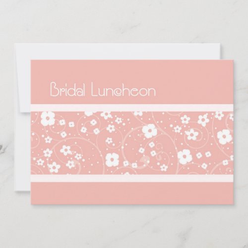 Pink Flowers Bridal Luncheon Invitation Cards