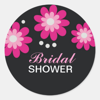 Pink Flowers Bridal Shower Favors Seals