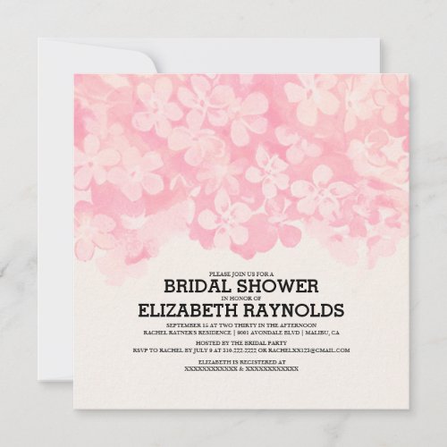 Pink Flowers Bridal Shower Invitations