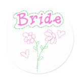 Pink Flowers Bride Classic Round Sticker