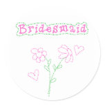 Pink Flowers Bridesmaid Classic Round Sticker