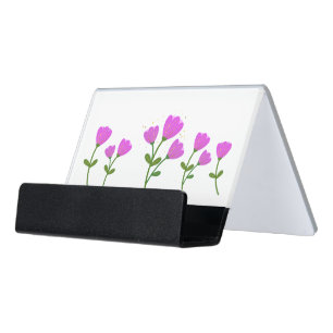 Pink Flowers Business Card Holder