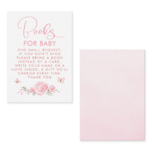 Pink Flowers & Butterflies Books For Baby Request Enclosure Card