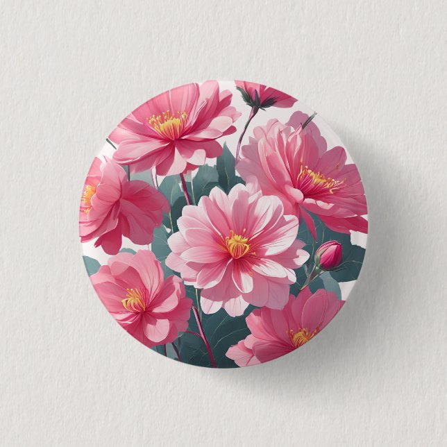 Pink Flowers Button (Front)