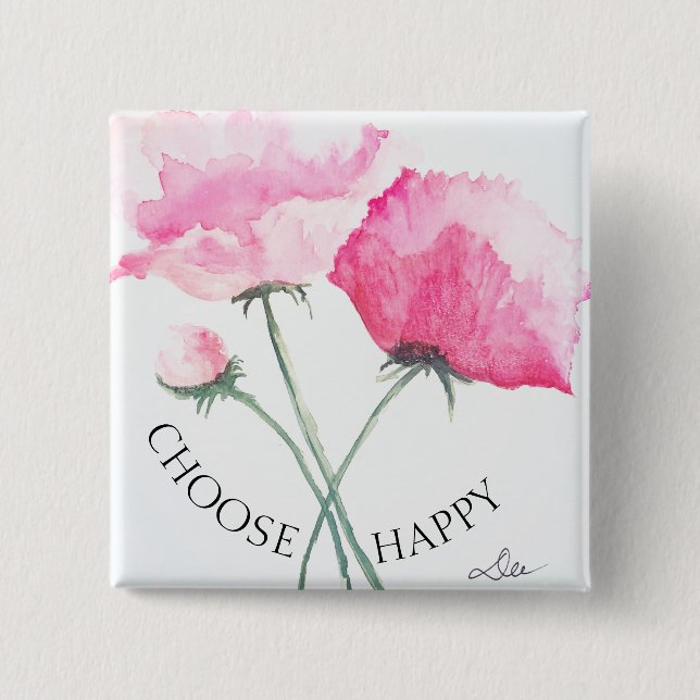 Pink Flowers Button (Front)