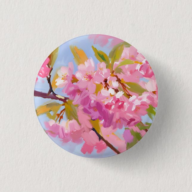Pink Flowers Button (Front)