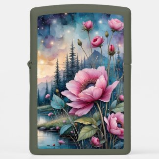 Pink Flowers by the waters edge