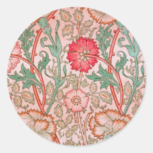 Pink flowers by William Morris Classic Round Sticker