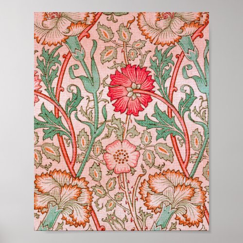 Pink flowers by William Morris  Poster