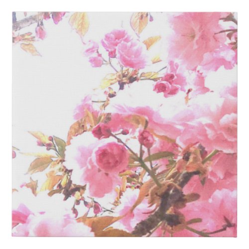 Pink Flowers Cherry Blossom Floral Gift Sakura Faux Canvas Print