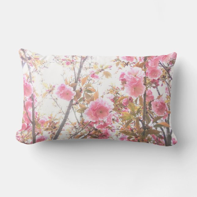 Pink Flowers Cherry Blossom Floral Patterns Pretty Lumbar Pillow (Front)