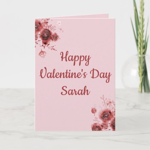 Pink Flowers Christian Valentines Day  Card