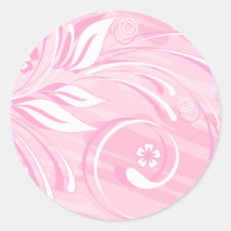 pink flowers classic round sticker