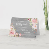 Pink Flowers Classmate Birthday Card