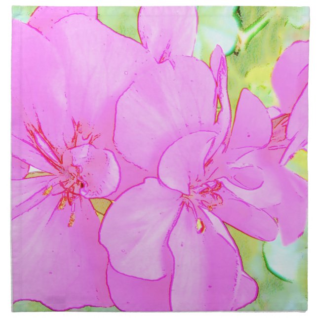 Pink Flowers Cloth Napkin (Front)