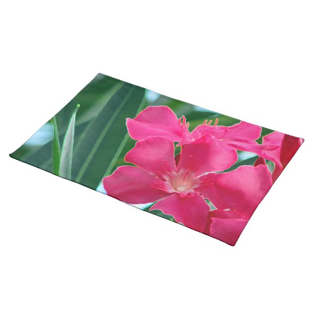 Pink Flowers Cloth Placemat (On Table)