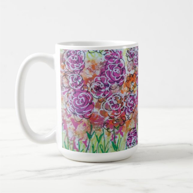 Pink Flowers  Coffee Mug (Left)