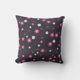 Pink Flowers Couch Throw Pillow