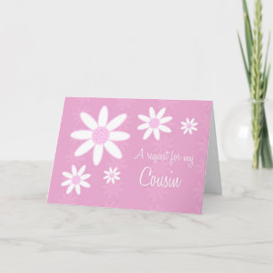 Pink Flowers Cousin Flower Girl Invitation Card