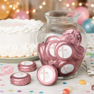 pink flowers cross First Holy Communion Dipped Oreo Cookie Favors