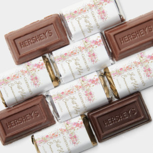  pink flowers cross First Holy Communion Hershey's Miniatures