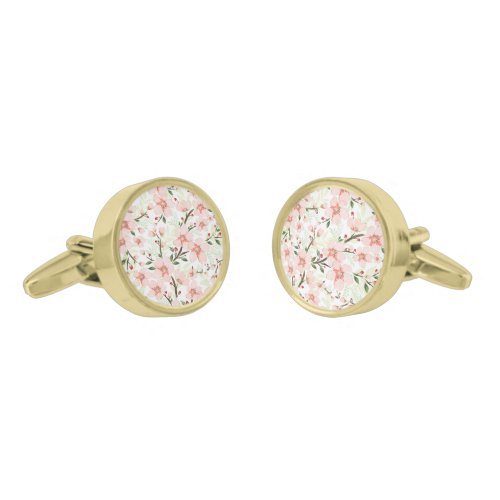 Pink flowers cufflinks