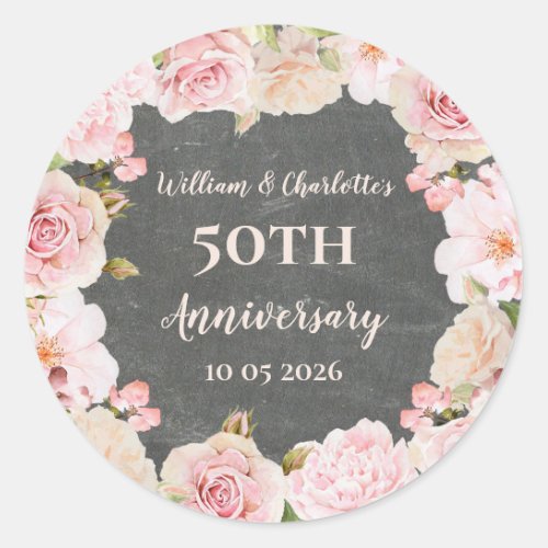 Pink Flowers Custom Anniversary Favor Tag