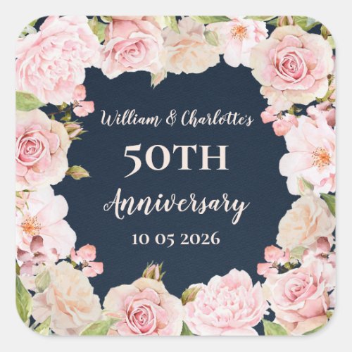 Pink Flowers Custom Anniversary Favor Tag