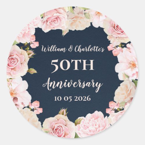 Pink Flowers Custom Anniversary Favor Tag