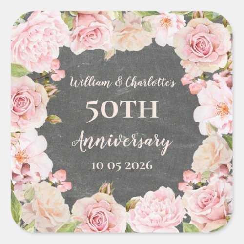 Pink Flowers Custom Anniversary Favor Tag