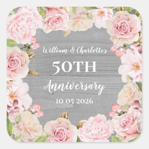 Pink Flowers Custom Anniversary Favor Tag