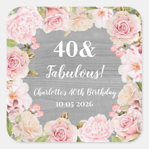 Pink Flowers Custom Birthday Favor Tag