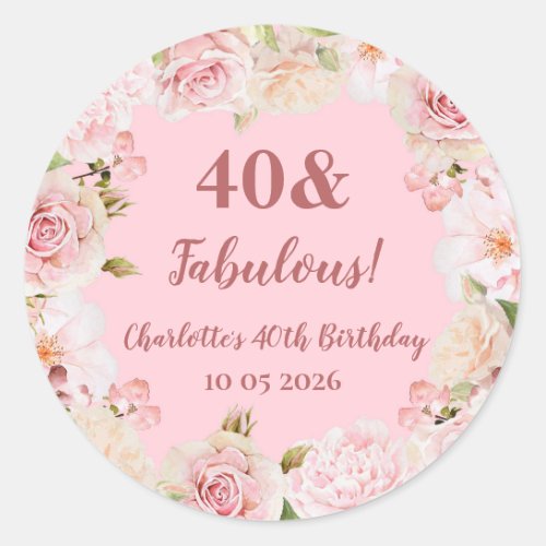 Pink Flowers Custom Birthday Favor Tag