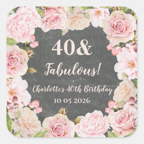 Pink Flowers Custom Birthday Favor Tag