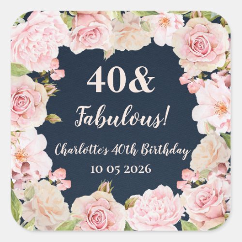 Pink Flowers Custom Birthday Favor Tag