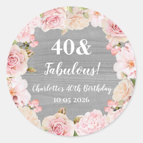 Pink Flowers Custom Birthday Favor Tag