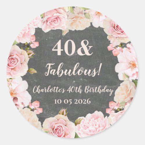 Pink Flowers Custom Birthday Favor Tag