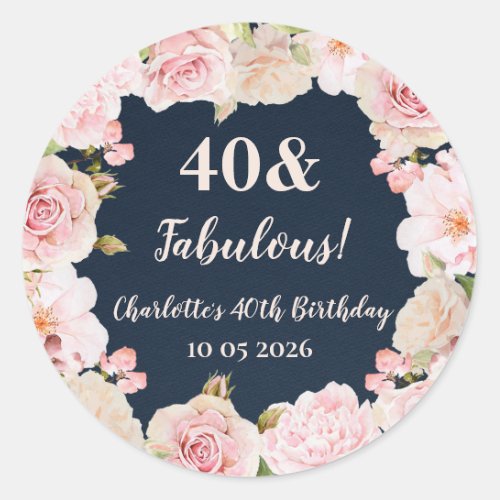 Pink Flowers Custom Birthday Favor Tag