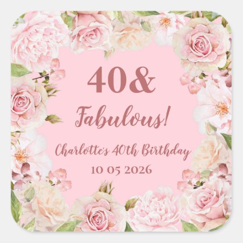 Pink Flowers Custom Birthday Favor Tag