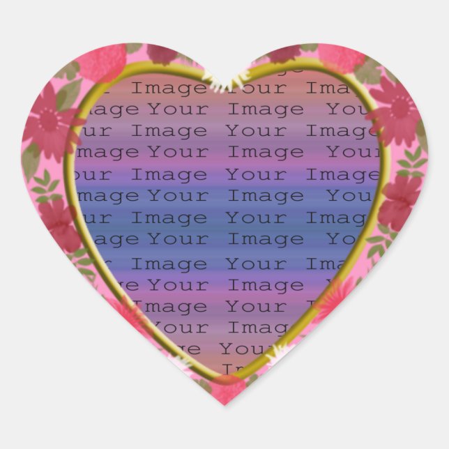 Pink Flowers Custom Heart Stickers (Front)