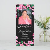 Pink Flowers Custom Memorial Keepsake Card (Standing Front)