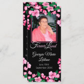 Pink Flowers Custom Memorial Keepsake Card (Front/Back)